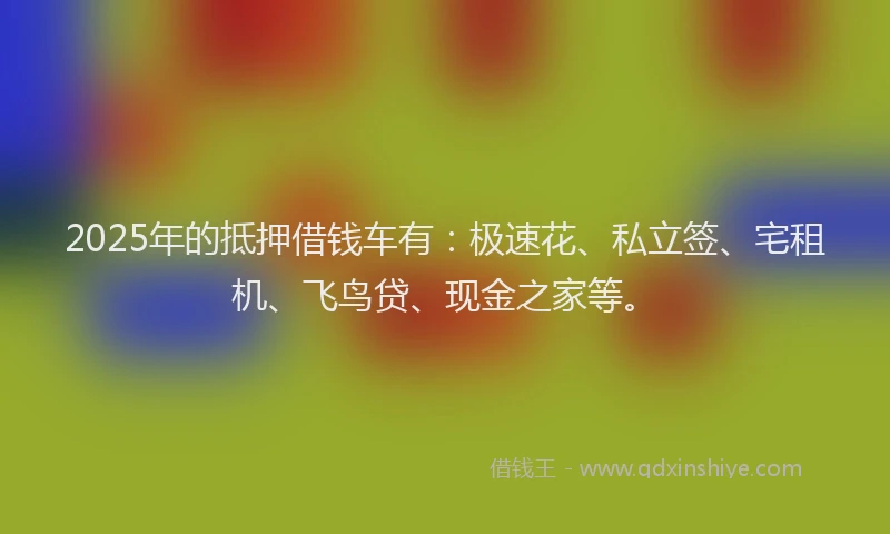 2025年的抵押借钱车有：极速花、私立签、宅租机、飞鸟贷、现金之家等。