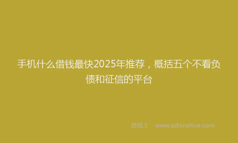 手机什么借钱最快2025年推荐，概括五个不看负债和征信的平台