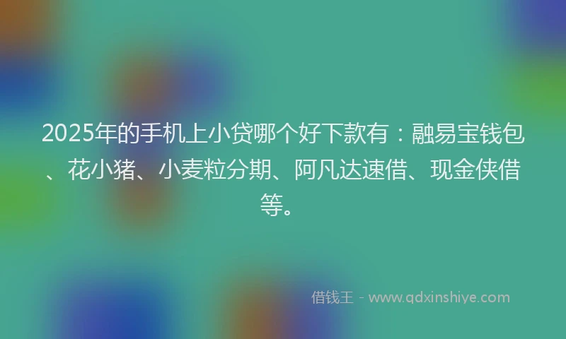 2025年的手机上小贷哪个好下款有：融易宝钱包、花小猪、小麦粒分期、阿凡达速借、现金侠借等。