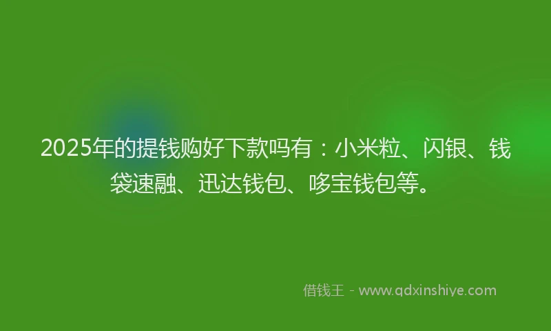2025年的提钱购好下款吗有：小米粒、闪银、钱袋速融、迅达钱包、哆宝钱包等。