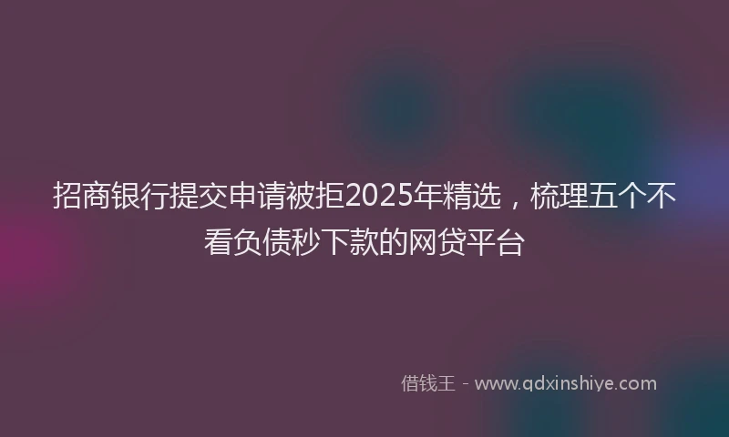 招商银行提交申请被拒2025年精选，梳理五个不看负债秒下款的网贷平台