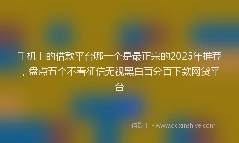 手机上的借款平台哪一个是最正宗的2025年推荐，盘点五个不看征信无视黑白百分百下款网贷平台
