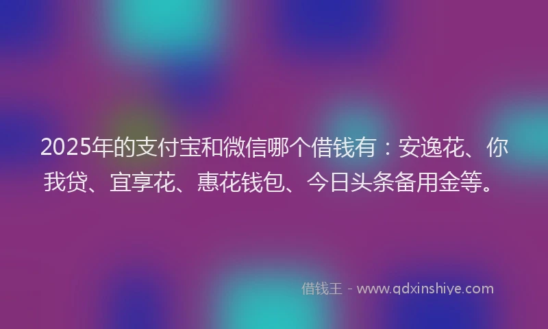 2025年的支付宝和微信哪个借钱有：安逸花、你我贷、宜享花、惠花钱包、今日头条备用金等。