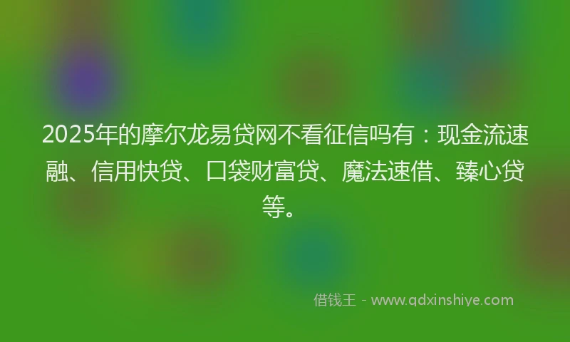 2025年的摩尔龙易贷网不看征信吗有：现金流速融、信用快贷、口袋财富贷、魔法速借、臻心贷等。