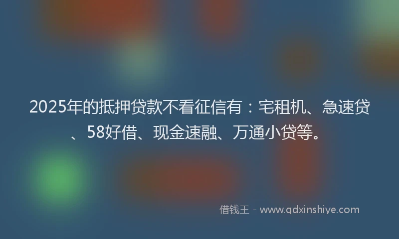 2025年的抵押贷款不看征信有：宅租机、急速贷、58好借、现金速融、万通小贷等。