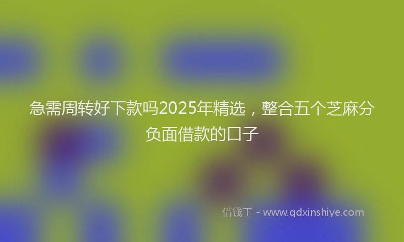 急需周转好下款吗2025年精选，整合五个芝麻分负面借款的口子