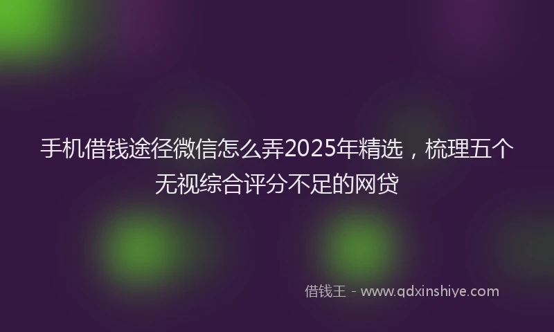 手机借钱途径微信怎么弄2025年精选，梳理五个无视综合评分不足的网贷