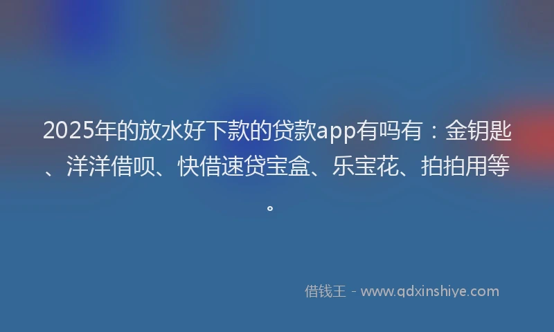 2025年的放水好下款的贷款app有吗有：金钥匙、洋洋借呗、快借速贷宝盒、乐宝花、拍拍用等。