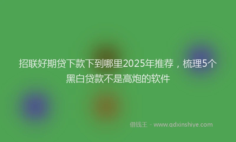 招联好期贷下款下到哪里2025年推荐，梳理5个黑白贷款不是高炮的软件