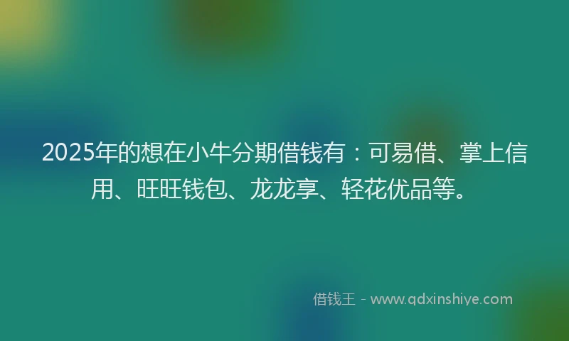 2025年的想在小牛分期借钱有：可易借、掌上信用、旺旺钱包、龙龙享、轻花优品等。