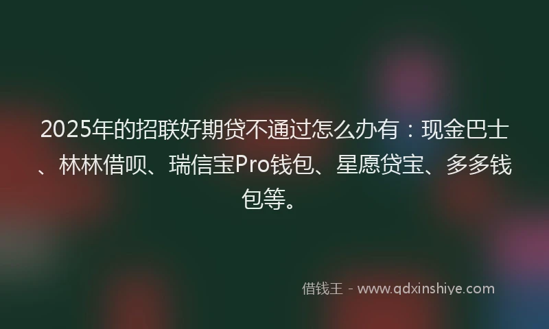 2025年的招联好期贷不通过怎么办有：现金巴士、林林借呗、瑞信宝Pro钱包、星愿贷宝、多多钱包等。