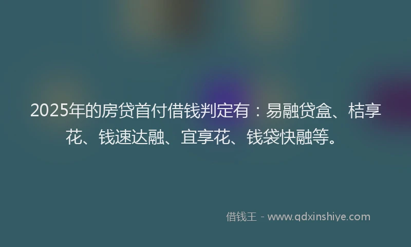2025年的房贷首付借钱判定有：易融贷盒、桔享花、钱速达融、宜享花、钱袋快融等。