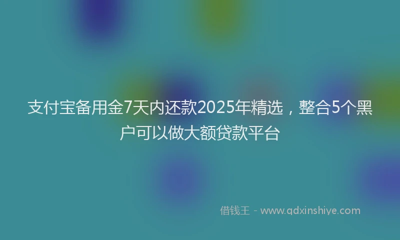 支付宝备用金7天内还款2025年精选，整合5个黑户可以做大额贷款平台