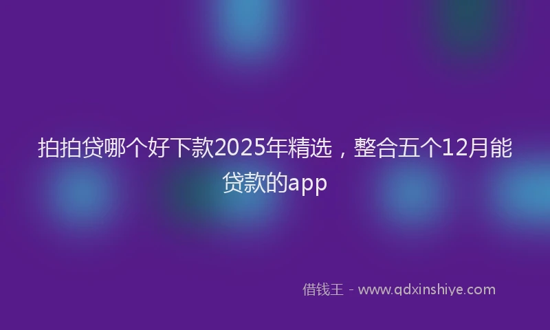 拍拍贷哪个好下款2025年精选，整合五个12月能贷款的app