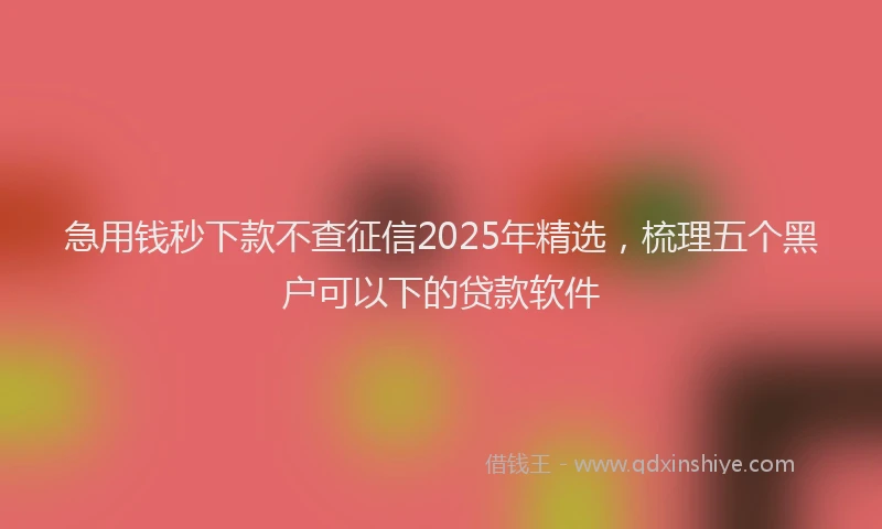 急用钱秒下款不查征信2025年精选，梳理五个黑户可以下的贷款软件