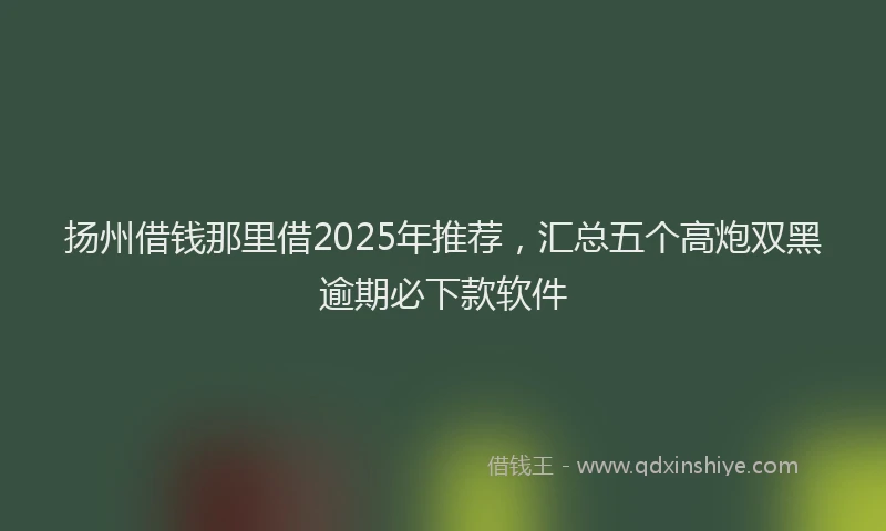 扬州借钱那里借2025年推荐，汇总五个高炮双黑逾期必下款软件