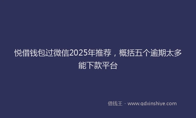 悦借钱包过微信2025年推荐，概括五个逾期太多能下款平台