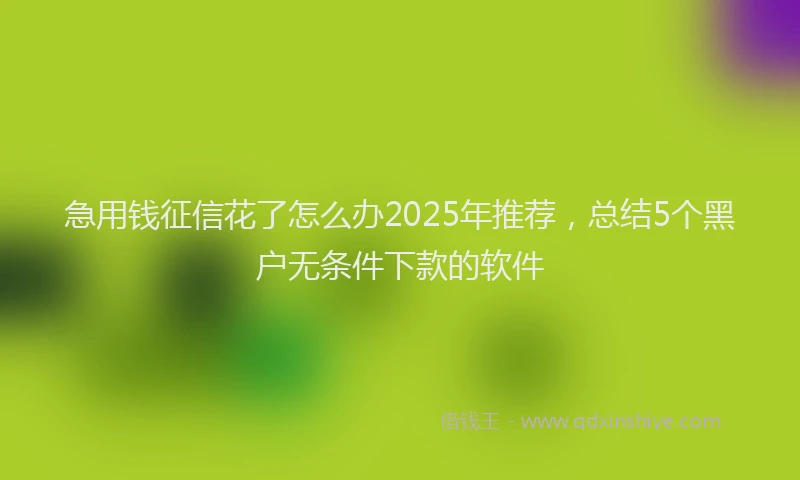 急用钱征信花了怎么办2025年推荐，总结5个黑户无条件下款的软件