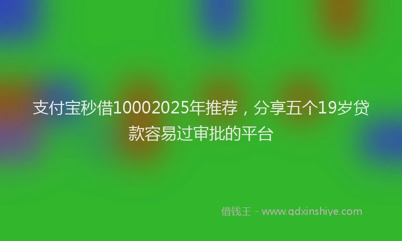 支付宝秒借10002025年推荐，分享五个19岁贷款容易过审批的平台