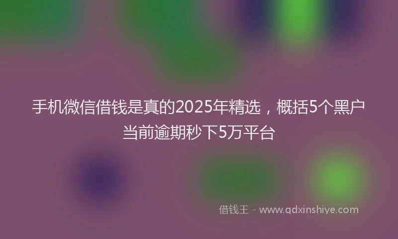 手机微信借钱是真的2025年精选，概括5个黑户当前逾期秒下5万平台