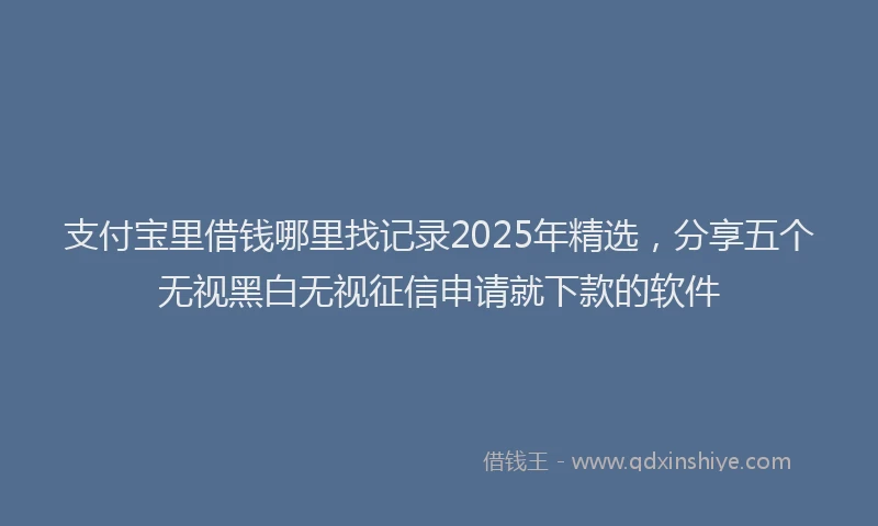 支付宝里借钱哪里找记录2025年精选，分享五个无视黑白无视征信申请就下款的软件