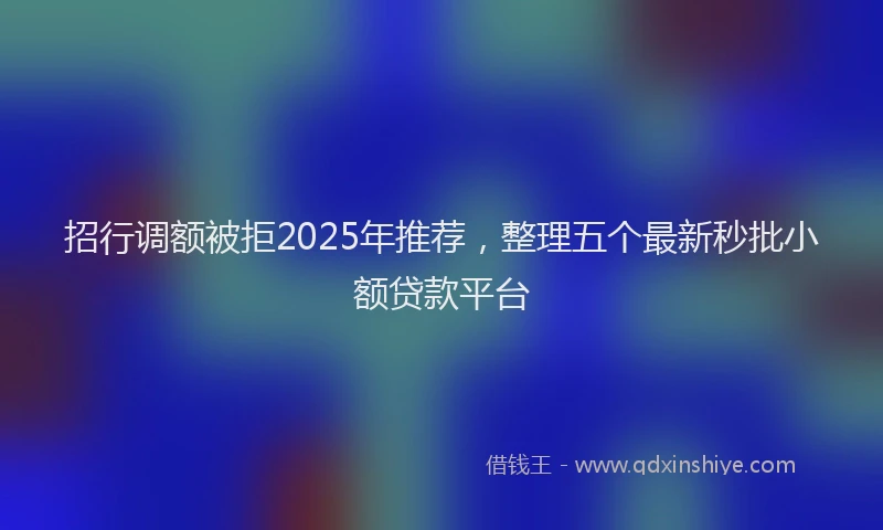 招行调额被拒2025年推荐，整理五个最新秒批小额贷款平台