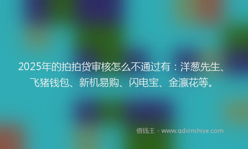 2025年的拍拍贷审核怎么不通过有：洋葱先生、飞猪钱包、新机易购、闪电宝、金瀛花等。