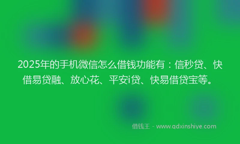 2025年的手机微信怎么借钱功能有：信秒贷、快借易贷融、放心花、平安i贷、快易借贷宝等。