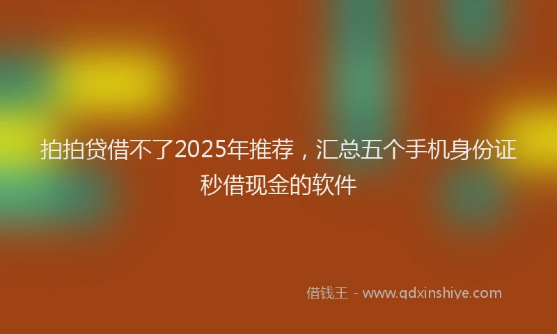 拍拍贷借不了2025年推荐，汇总五个手机身份证秒借现金的软件