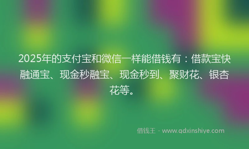 2025年的支付宝和微信一样能借钱有：借款宝快融通宝、现金秒融宝、现金秒到、聚财花、银杏花等。