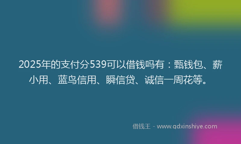 2025年的支付分539可以借钱吗有：甄钱包、薪小用、蓝鸟信用、瞬信贷、诚信一周花等。