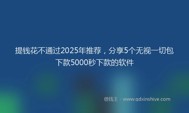 提钱花不通过2025年推荐，分享5个无视一切包下款5000秒下款的软件