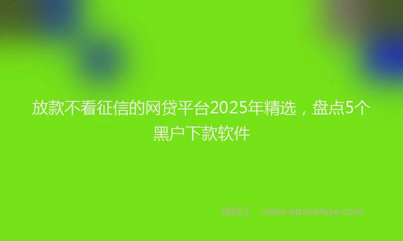 放款不看征信的网贷平台2025年精选，盘点5个黑户下款软件