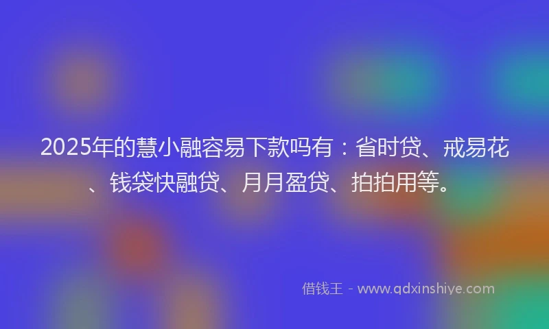 2025年的慧小融容易下款吗有：省时贷、戒易花、钱袋快融贷、月月盈贷、拍拍用等。