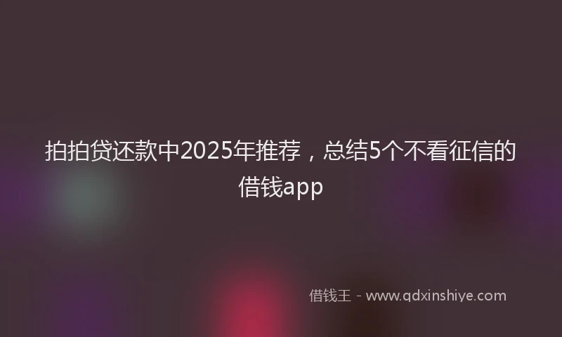 拍拍贷还款中2025年推荐，总结5个不看征信的借钱app