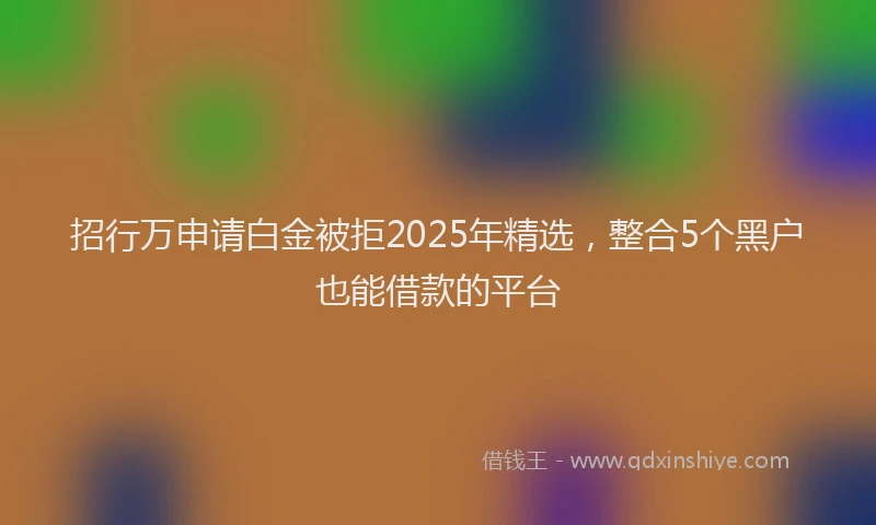 招行万申请白金被拒2025年精选，整合5个黑户也能借款的平台