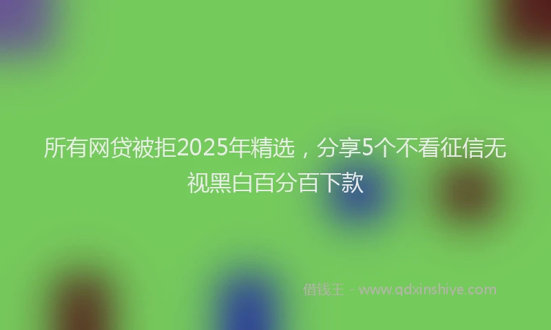 所有网贷被拒2025年精选，分享5个不看征信无视黑白百分百下款