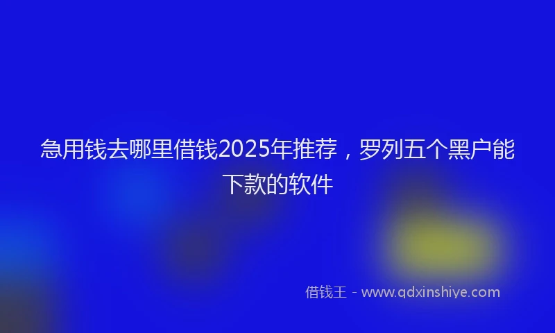 急用钱去哪里借钱2025年推荐，罗列五个黑户能下款的软件