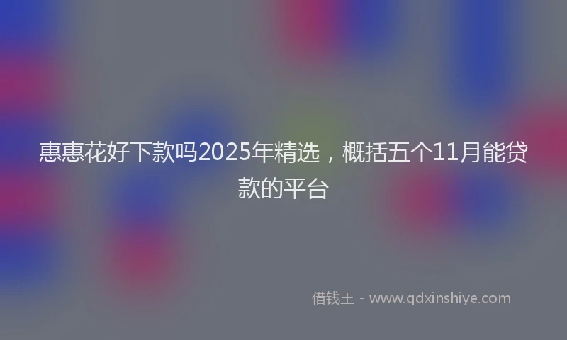 惠惠花好下款吗2025年精选，概括五个11月能贷款的平台
