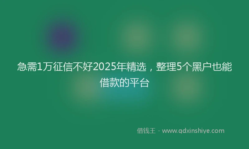 急需1万征信不好2025年精选，整理5个黑户也能借款的平台