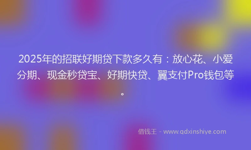 2025年的招联好期贷下款多久有：放心花、小爱分期、现金秒贷宝、好期快贷、翼支付Pro钱包等。