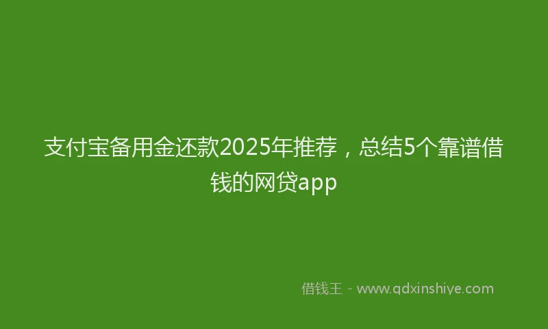 支付宝备用金还款2025年推荐，总结5个靠谱借钱的网贷app