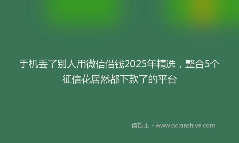 手机丢了别人用微信借钱2025年精选，整合5个征信花居然都下款了的平台