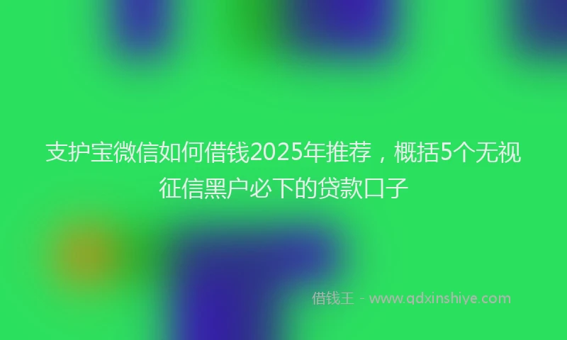 支护宝微信如何借钱2025年推荐，概括5个无视征信黑户必下的贷款口子