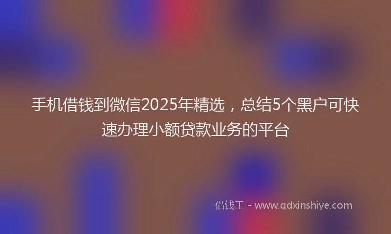 手机借钱到微信2025年精选，总结5个黑户可快速办理小额贷款业务的平台