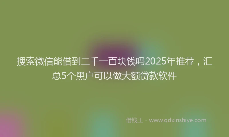 搜索微信能借到二千一百块钱吗2025年推荐，汇总5个黑户可以做大额贷款软件