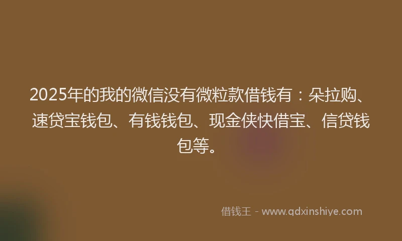 2025年的我的微信没有微粒款借钱有：朵拉购、速贷宝钱包、有钱钱包、现金侠快借宝、信贷钱包等。