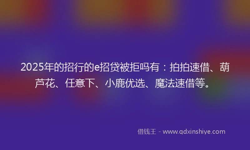 2025年的招行的e招贷被拒吗有：拍拍速借、葫芦花、任意下、小鹿优选、魔法速借等。