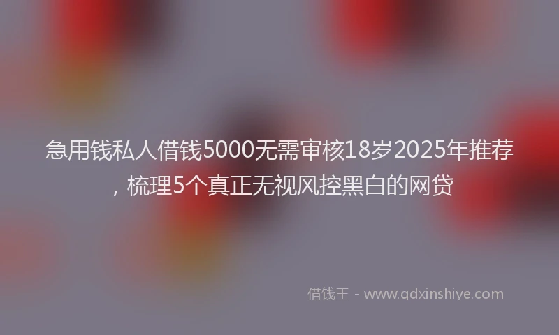急用钱私人借钱5000无需审核18岁2025年推荐，梳理5个真正无视风控黑白的网贷
