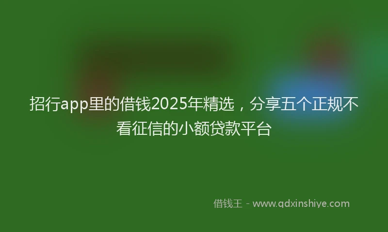 招行app里的借钱2025年精选，分享五个正规不看征信的小额贷款平台
